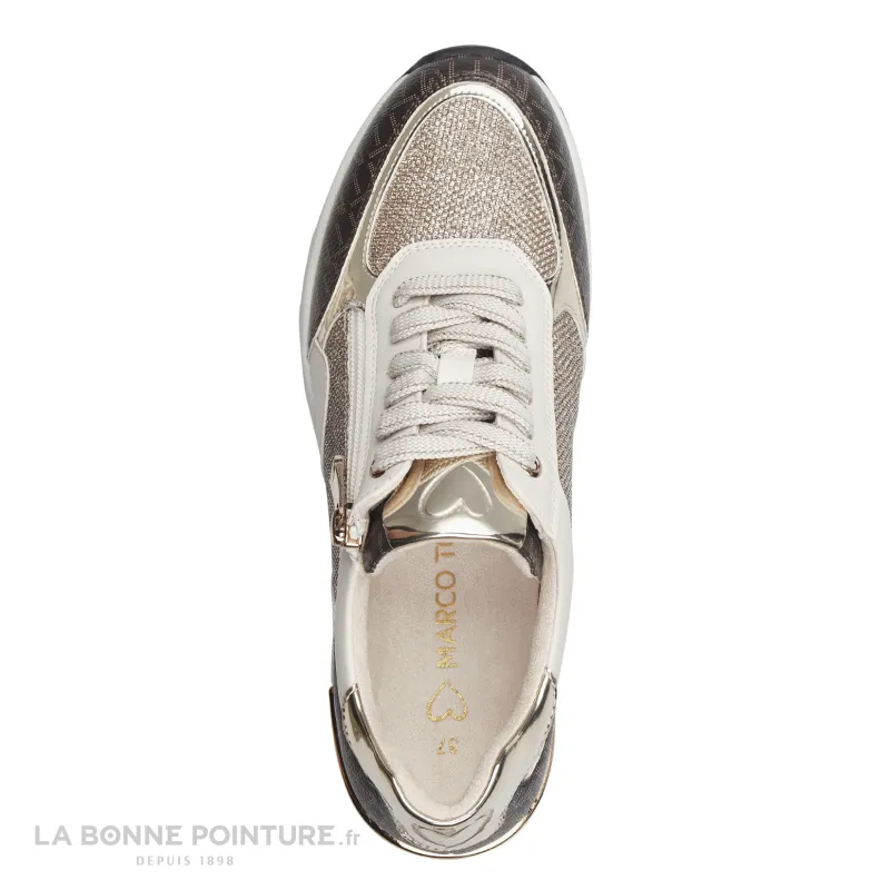 Achat chaussures Marco Tozzi Femme Basket, vente Marco Tozzi 2-23723-41 Cream comb - Basket beige talon compense