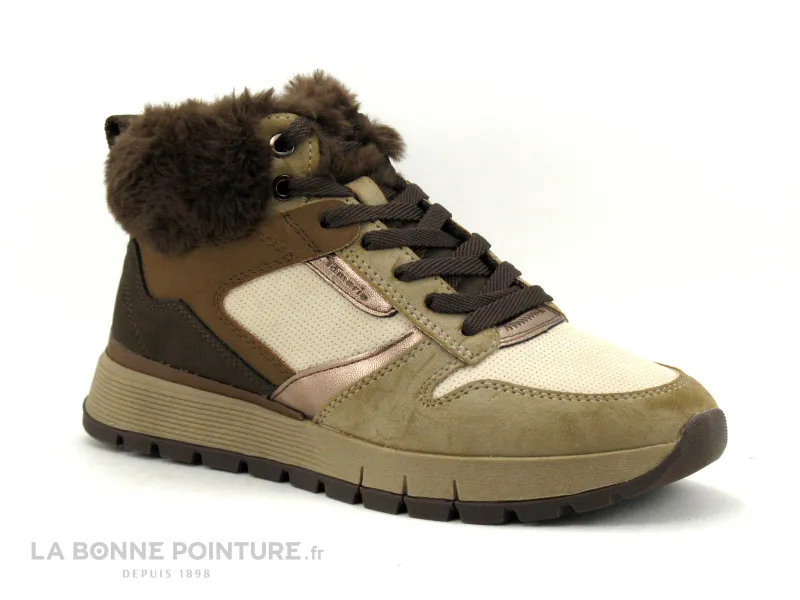 Achat chaussures Tamaris Femme Chaussure montante, vente Tamaris 1-25205-41 Chocolate comb - Basket montante marron - beige Femm