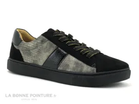 Achat chaussures The Divine Factory Femme Basket, vente The Divine Factory QL4501 Noir - Bronze reptile - Basket basse Femme