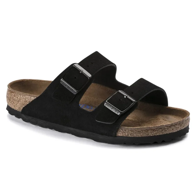 BIRKENSTOCK Arizona Soft Footbed /cuir suede noir (narrow) 2022 Chaussures Mode Nu pieds Sandales Tongs