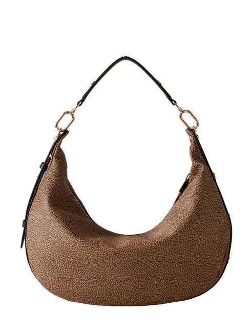 Borbonese Oyster Coated Sac Hobo Moyen Op Naturel / Noir - Achetez À Prix Outlet!