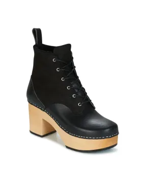 Bottines femmes Swedish hasbeens HIPPIE LACE UP Noir