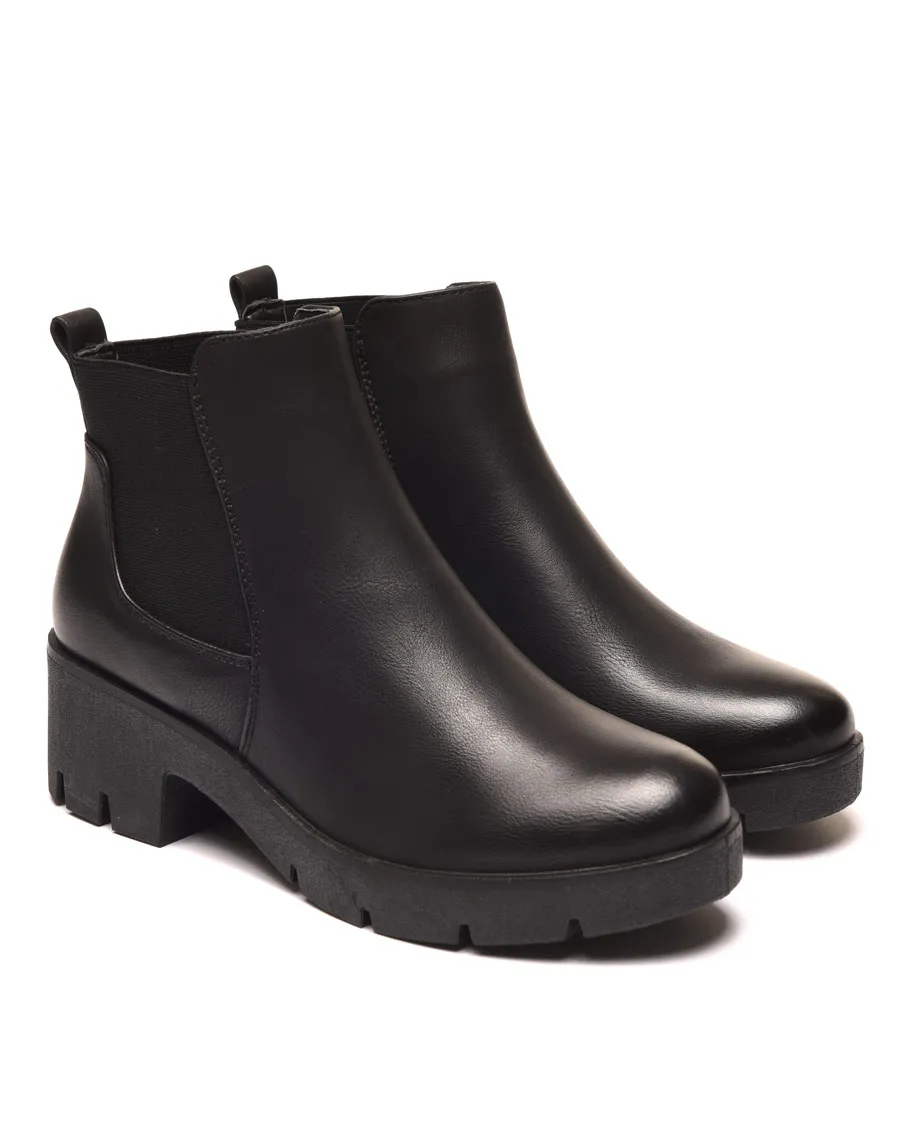 Bottines noires avec élastiques & grosse semelle crantée