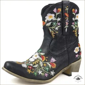 Bottines Western Fleurs Brodées