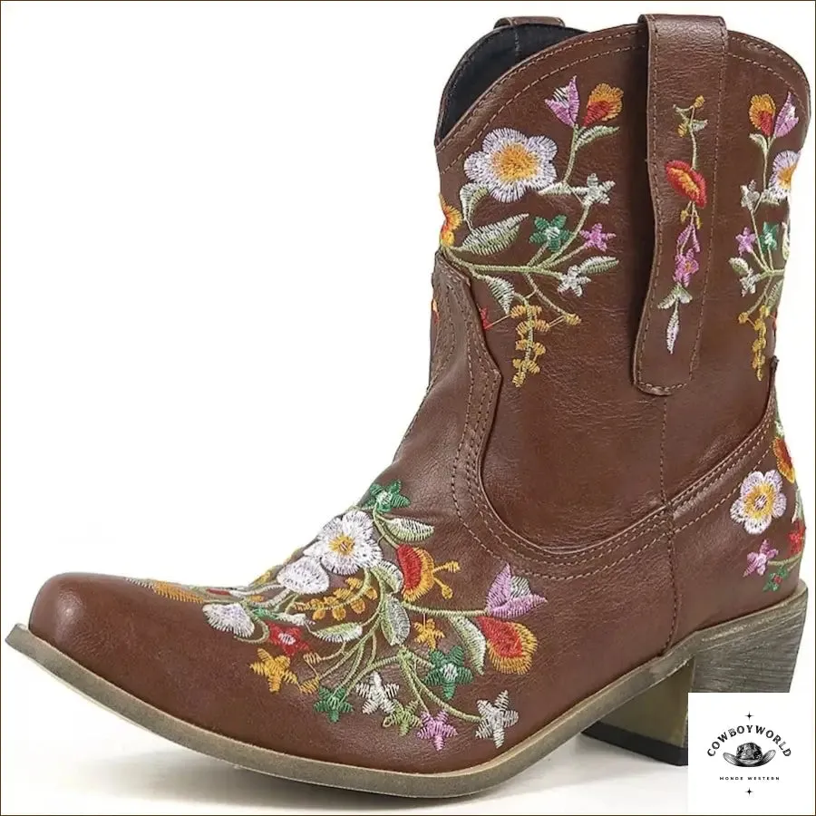 Bottines Western Fleurs Brodées