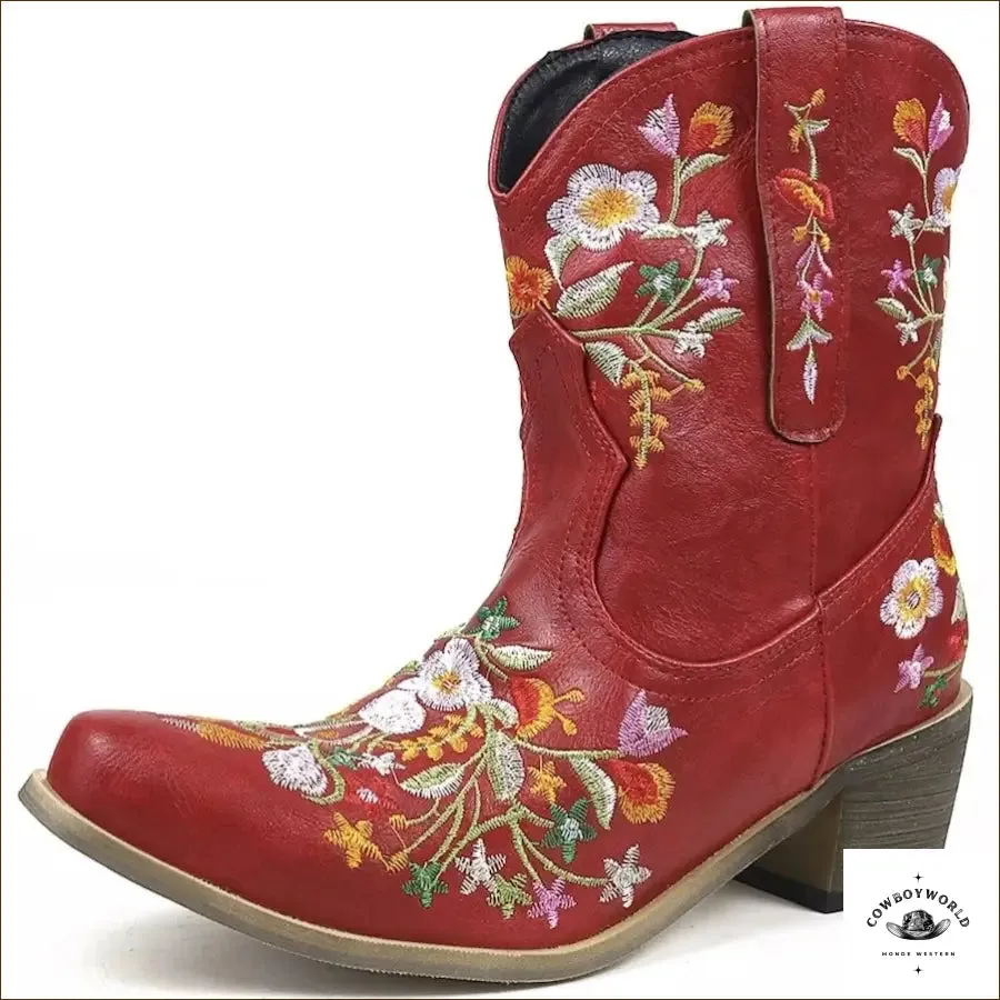 Bottines Western Fleurs Brodées