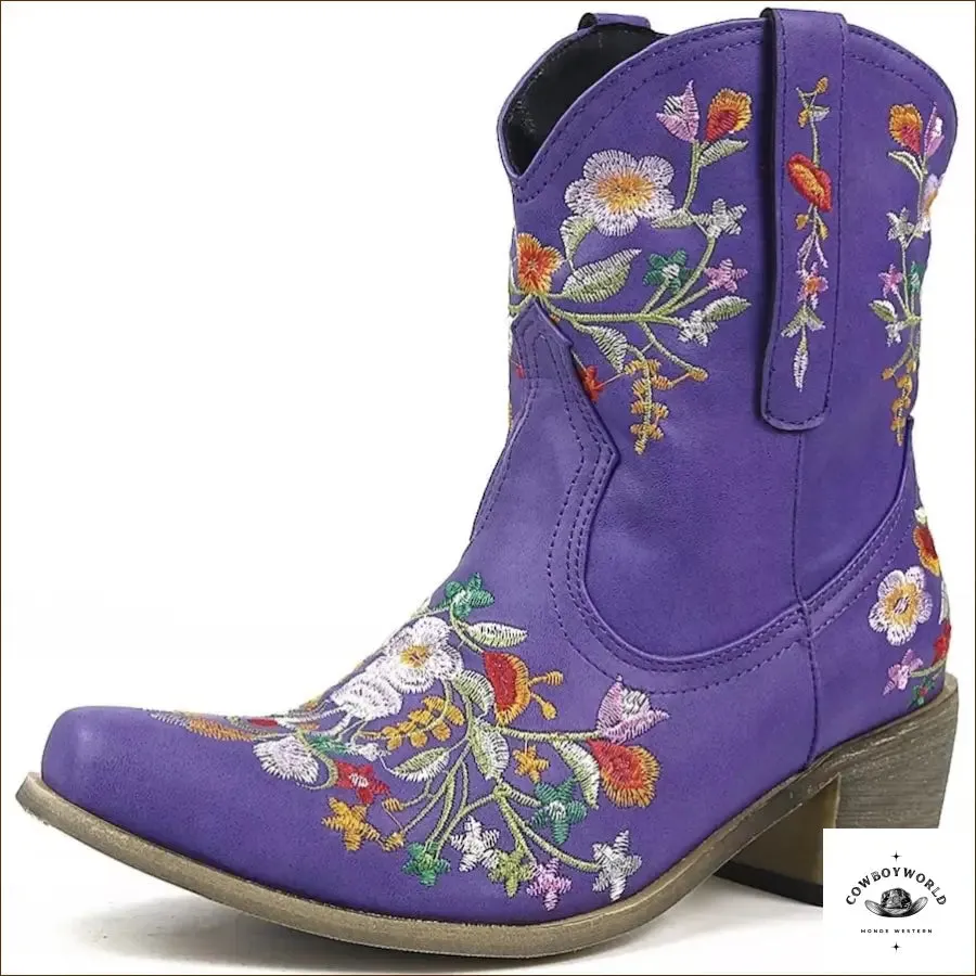 Bottines Western Fleurs Brodées