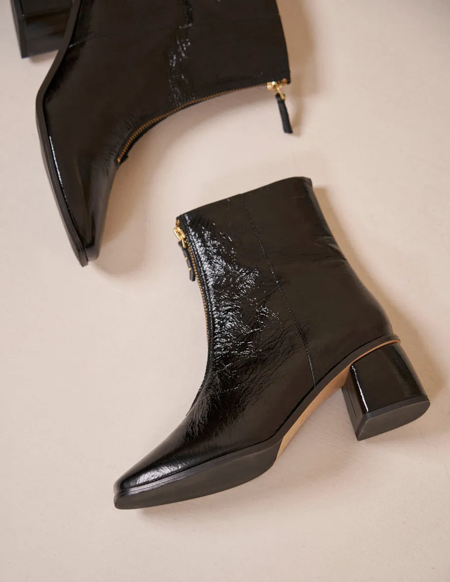 Bottines à talons Georgette - Cuir naplak noir