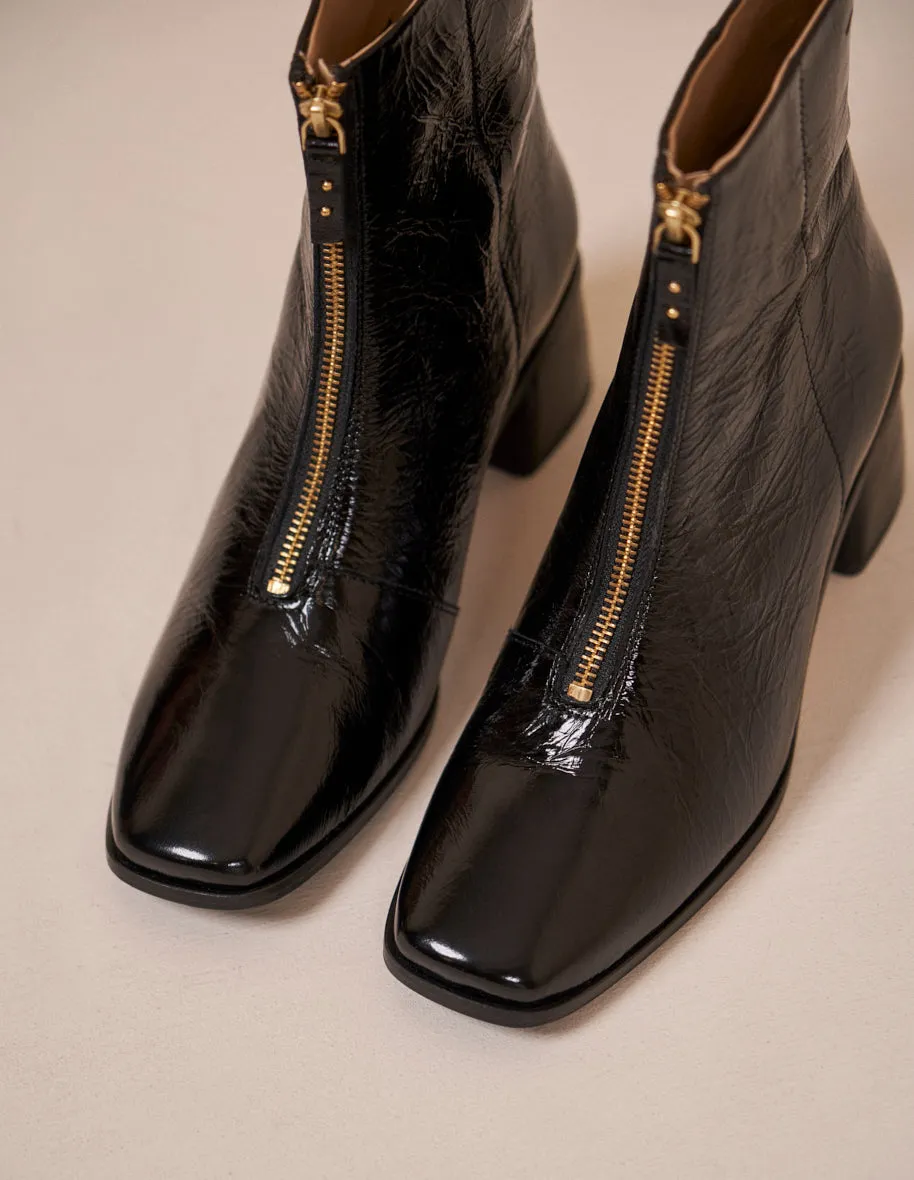 Bottines à talons Georgette - Cuir naplak noir