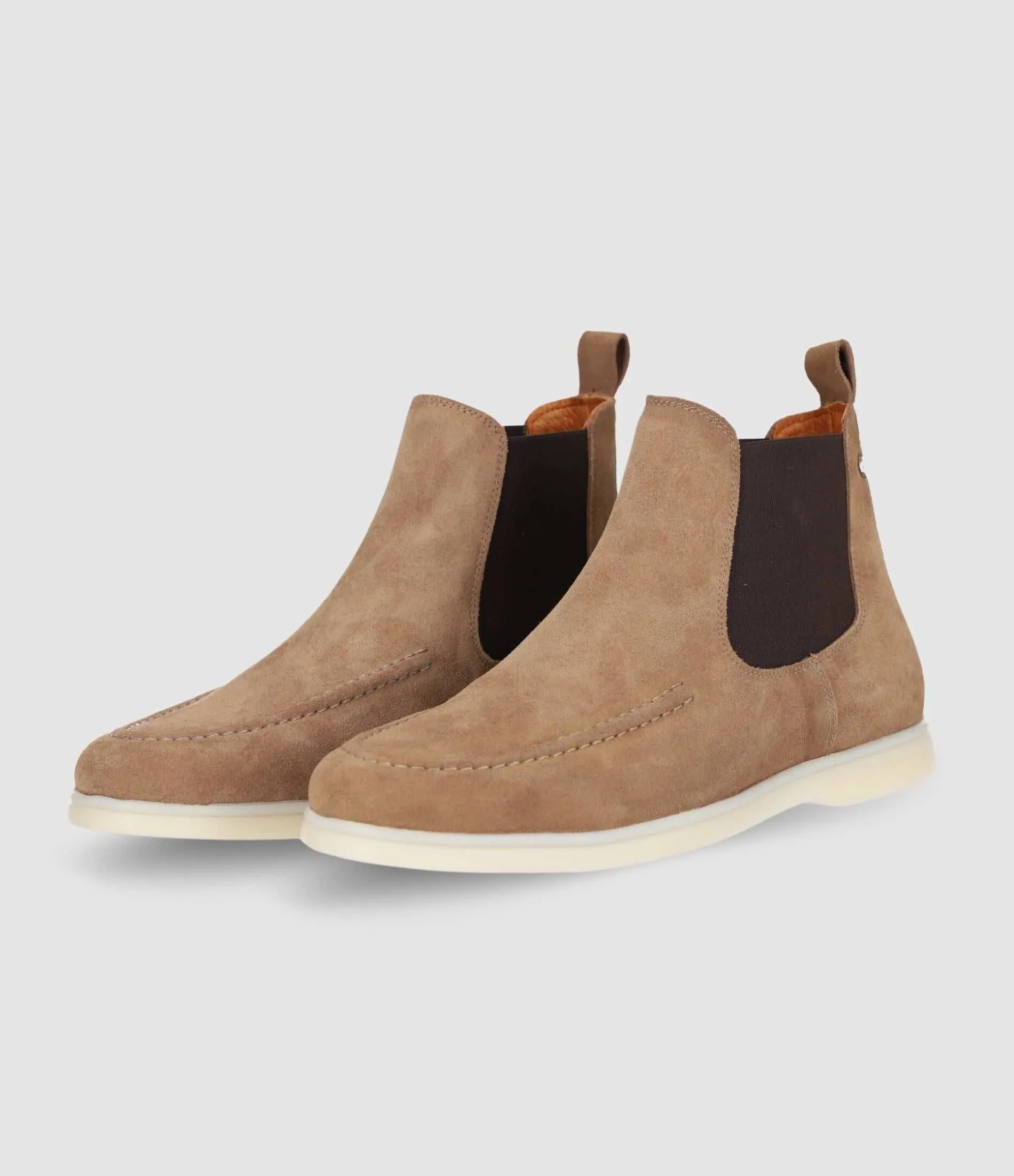 Bottines élastiques en suede taupe OMAHA