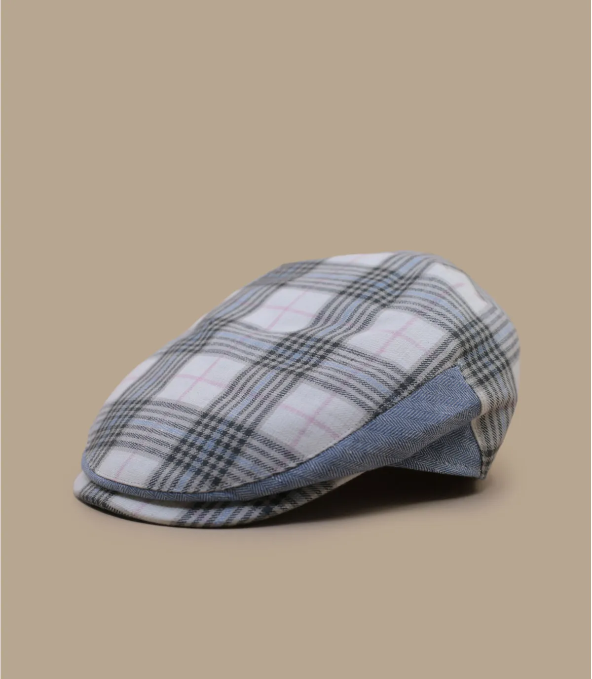 Béret carreaux beige bleu - Rudy Checked cream blue Alfonso d'Este : Headict