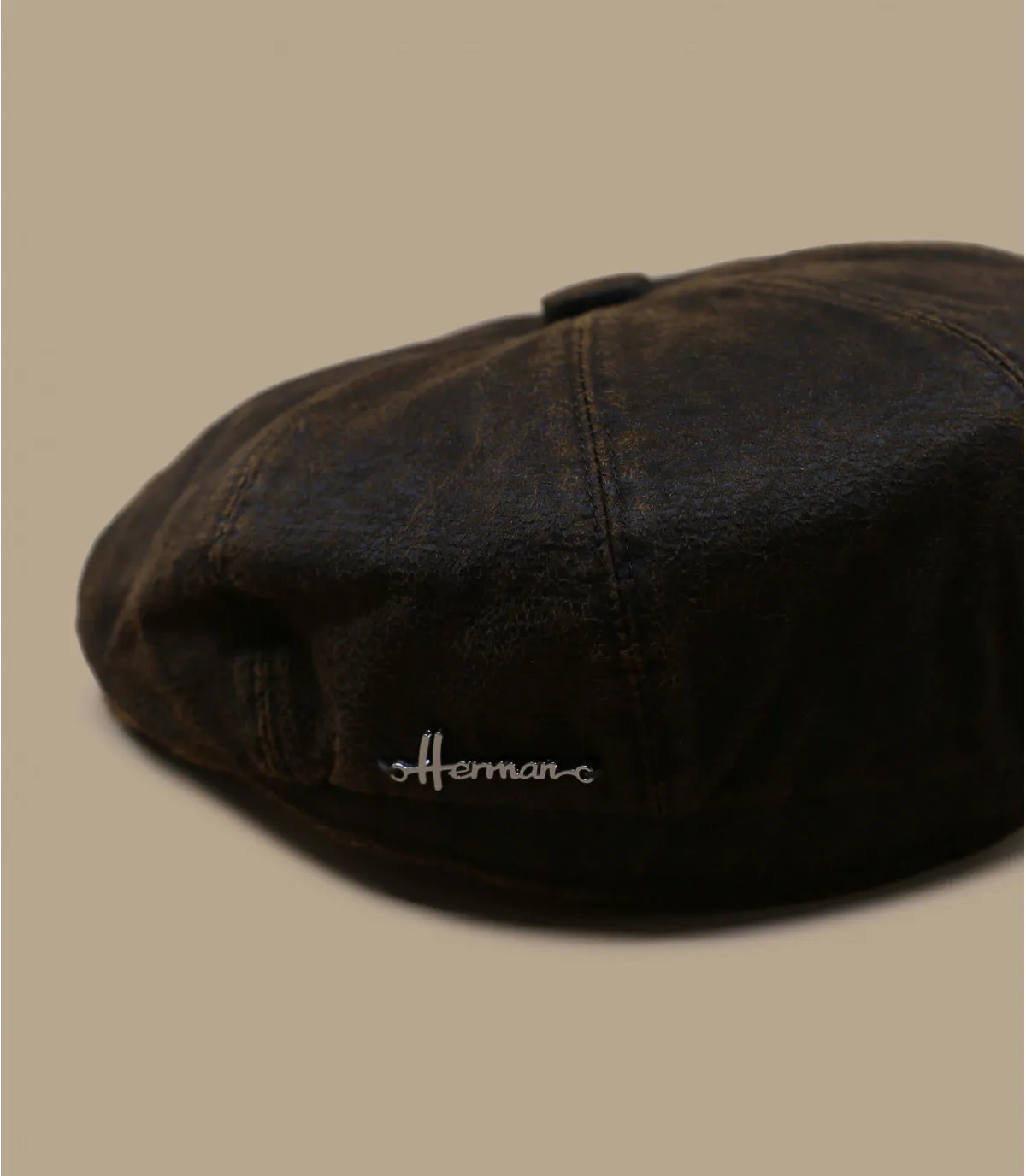 béret gavroche brun coton enduit - Martaban brown Herman Headwear : Headict