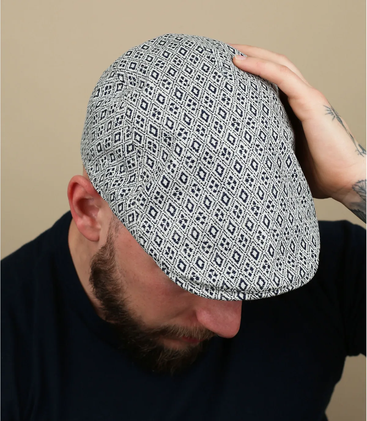 béret lin damier - Bang damier bleu Mtm : Headict