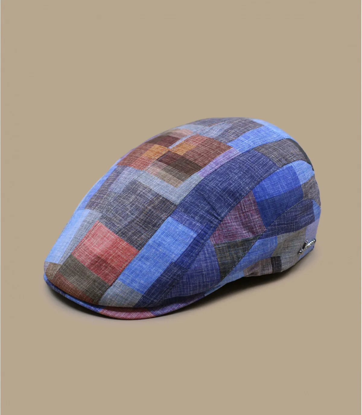 béret lin patchwork - Marlon blue Herman Headwear : Headict