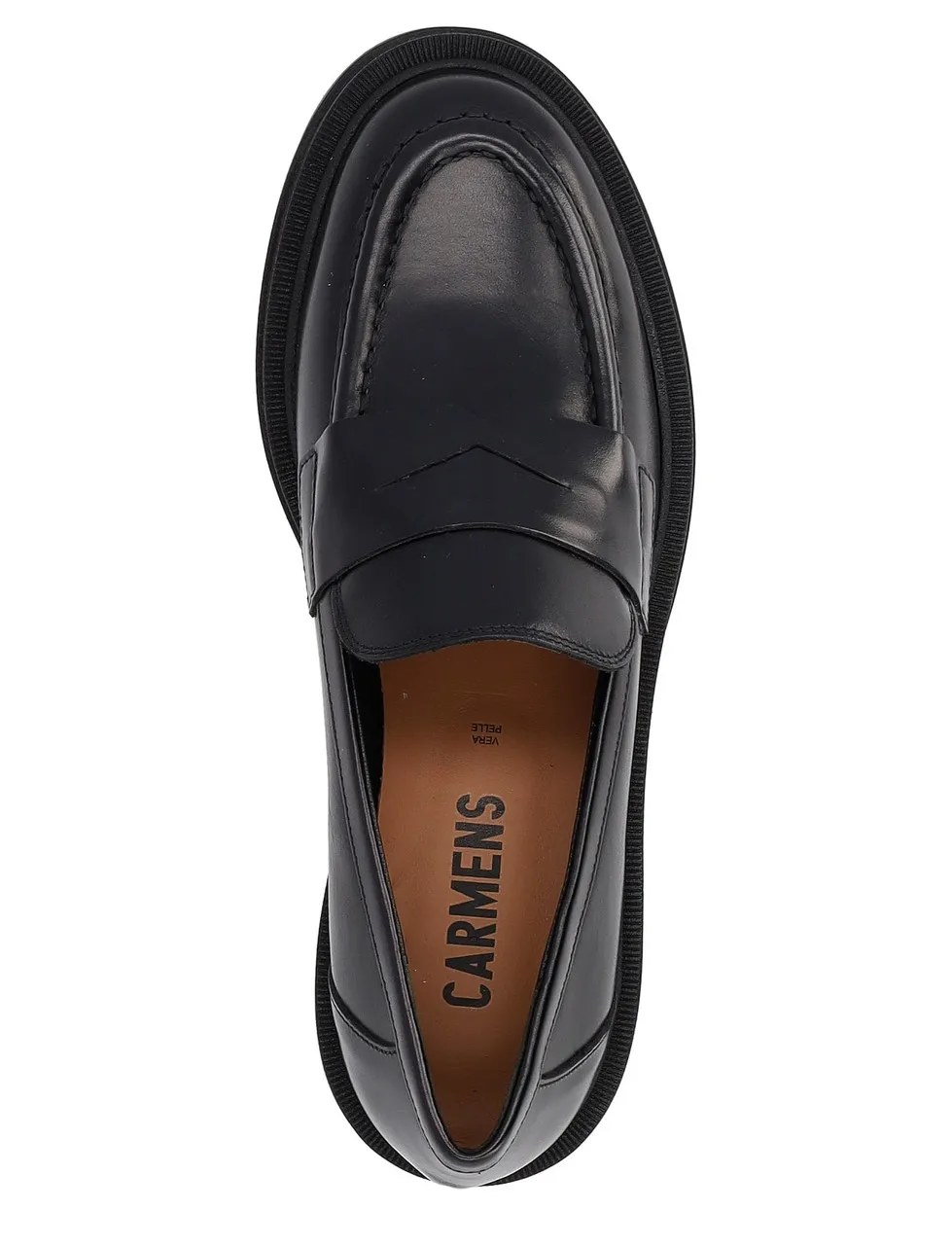 Carmens Mocassin Patty Clam en cuir noir