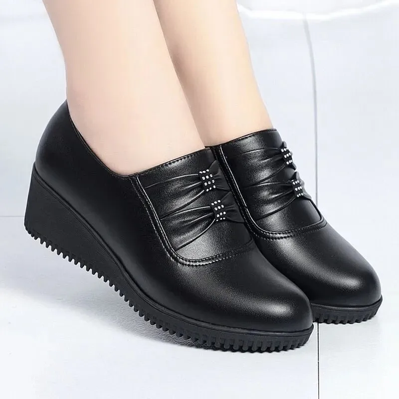 Chaussures plates en cuir artificiel pour femmes Zinda