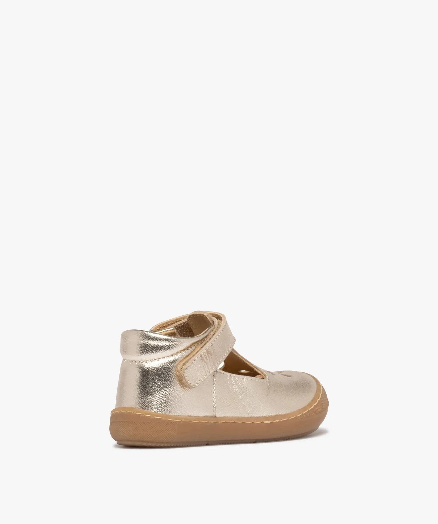 chaussures premiers pas bebe fille en cuir vernis uni et a scratch - na! dore chaussures de parc