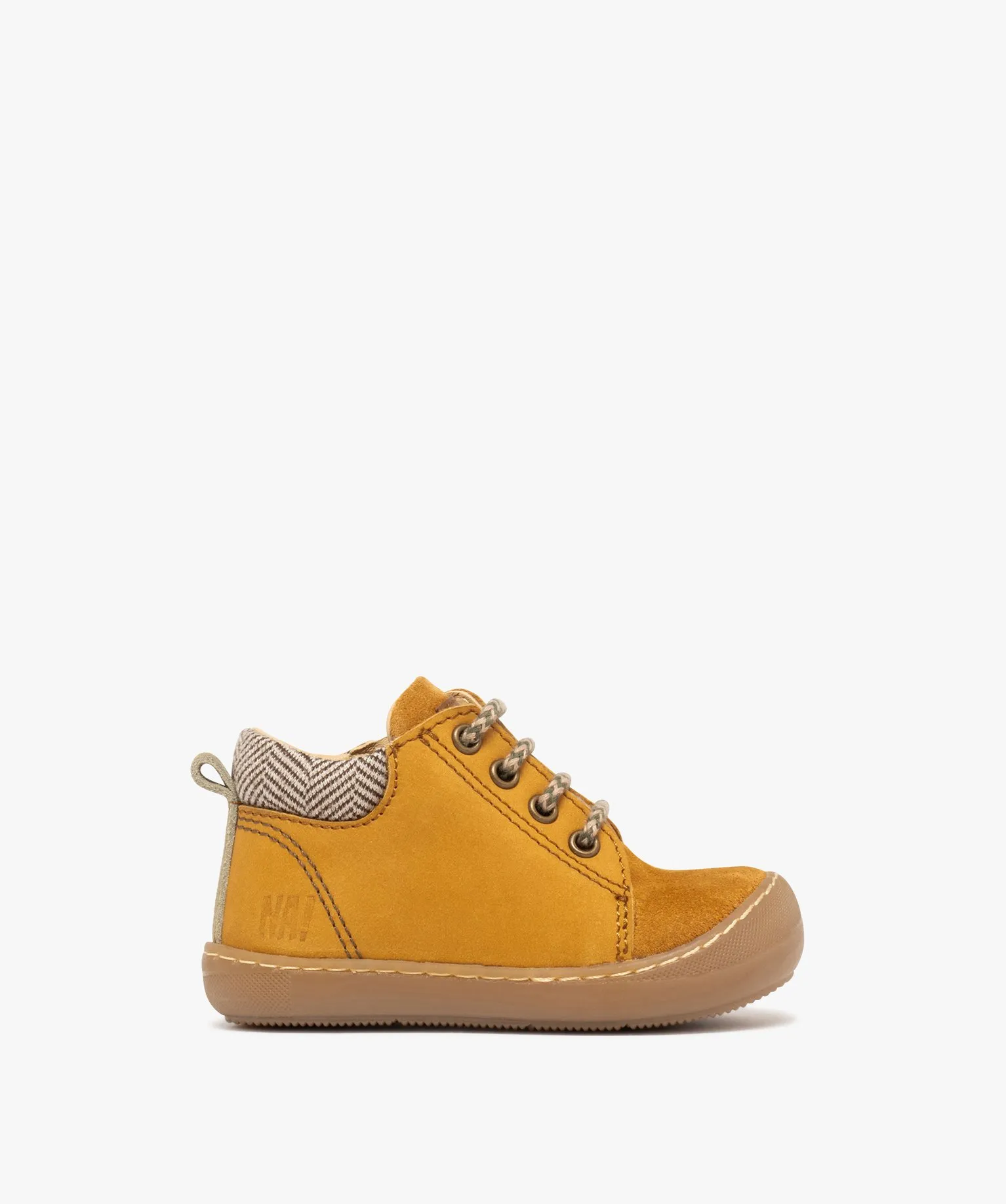 Chaussures premiers pas bébé garçon en cuir avec col moussé à motif - NA! orange fonce