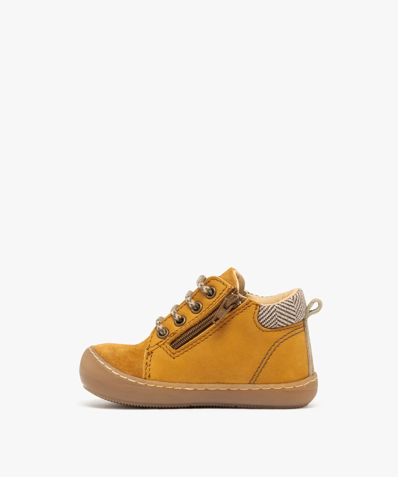 Chaussures premiers pas bébé garçon en cuir avec col moussé à motif - NA! orange fonce