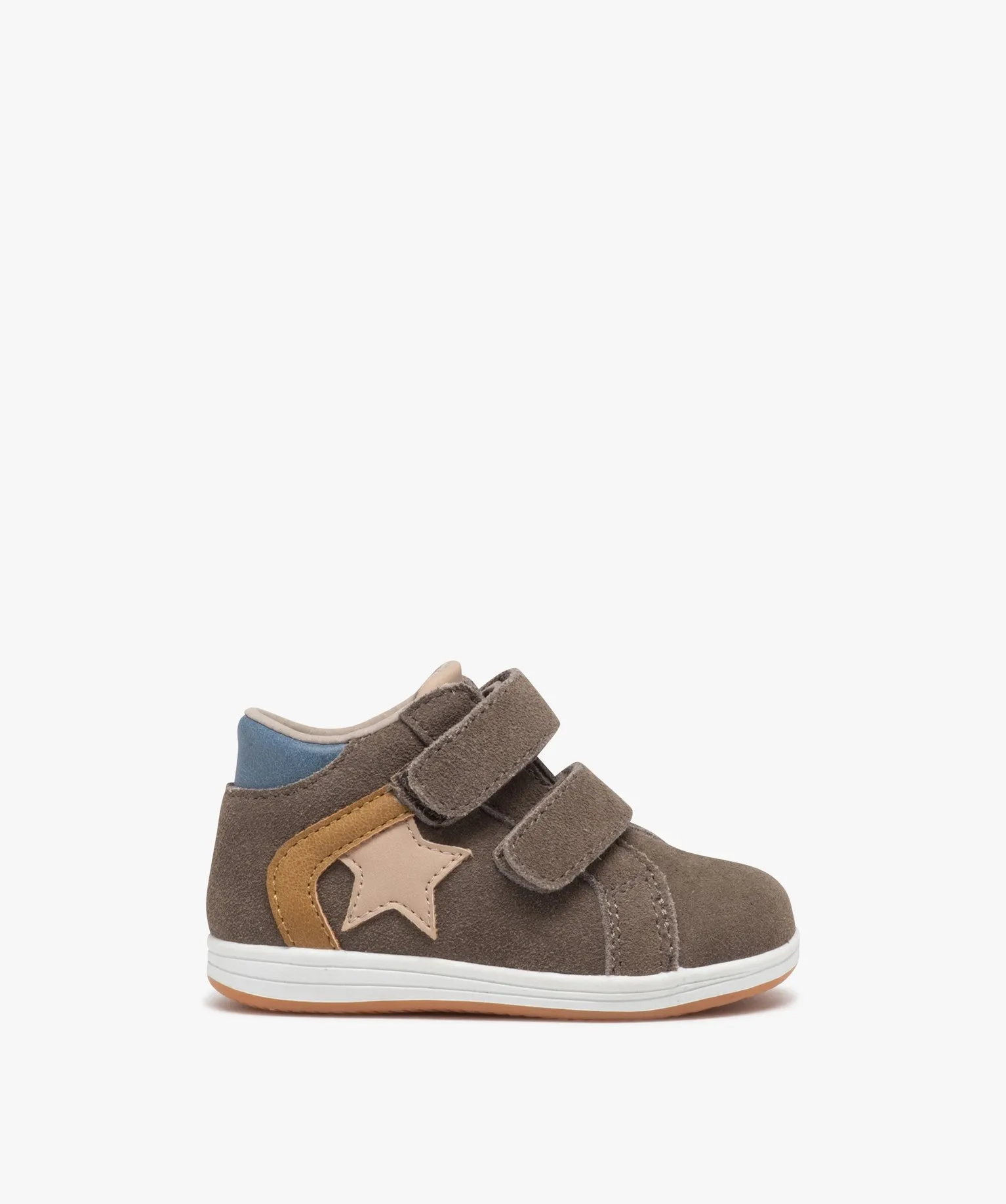 Chaussures premiers pas bébé garçon en cuir double scratch - Alma Planète marron