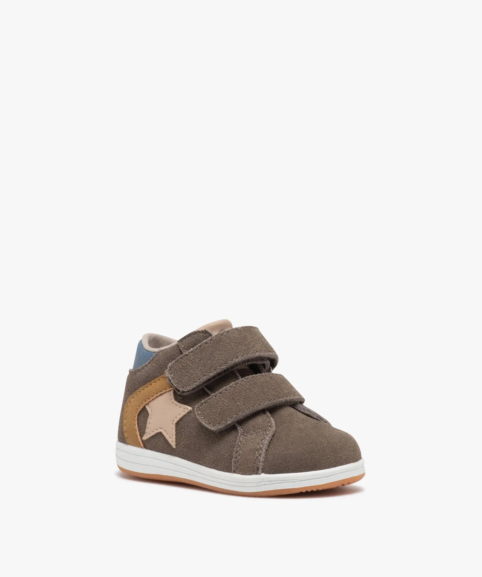 Chaussures premiers pas bébé garçon en cuir double scratch - Alma Planète marron