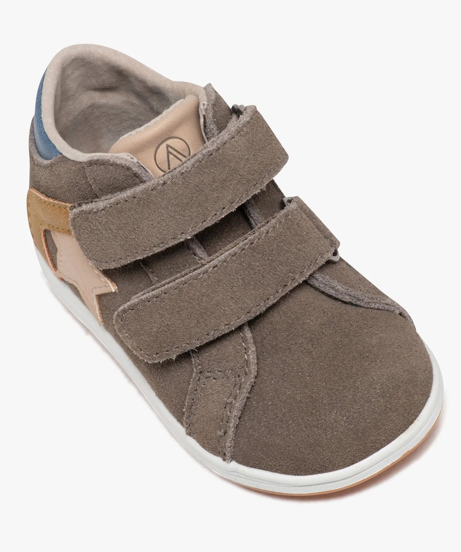 Chaussures premiers pas bébé garçon en cuir double scratch - Alma Planète marron