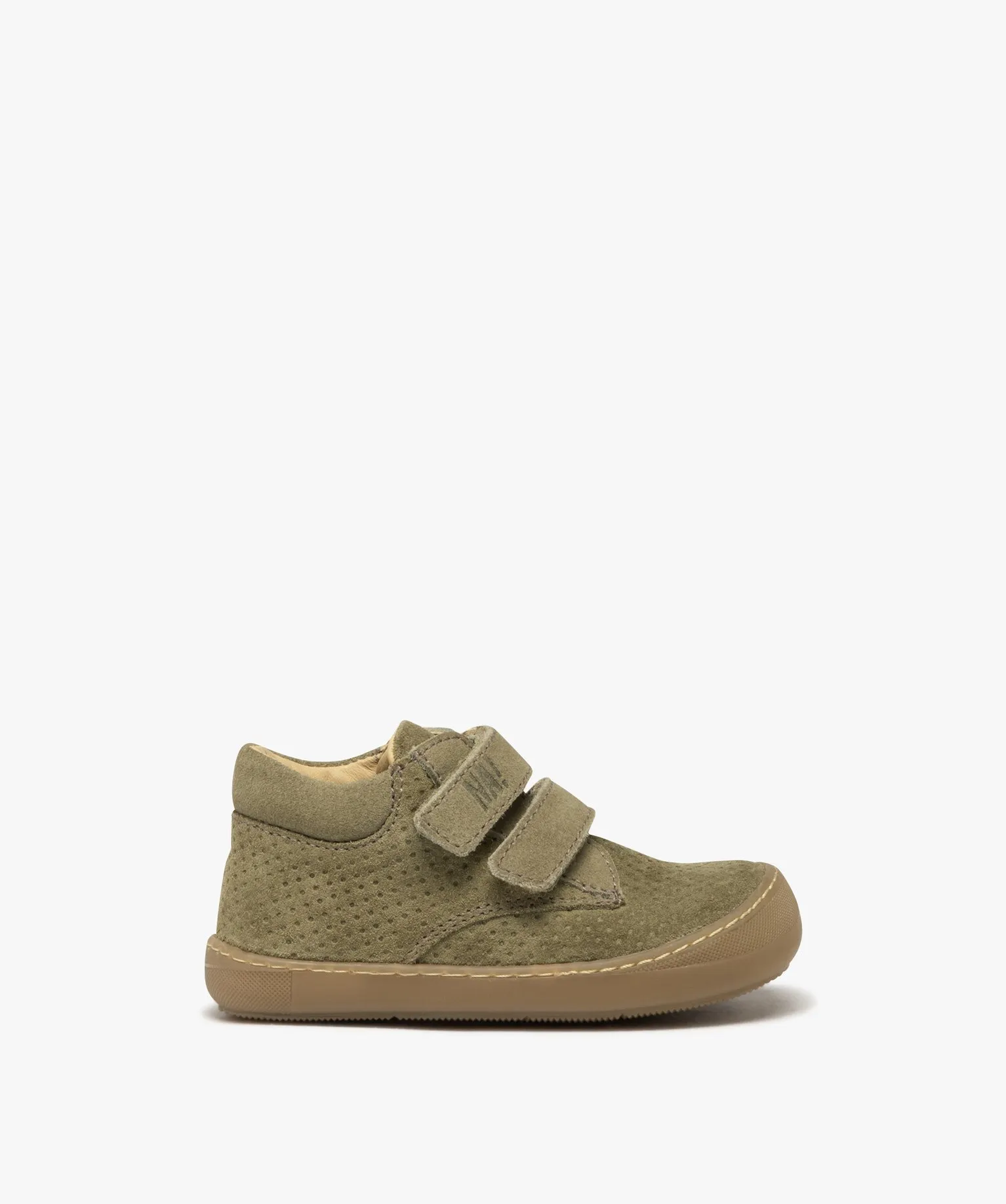 Chaussures premiers pas bébé garçon en cuir suédine uni avec double scratch -  NA! vert