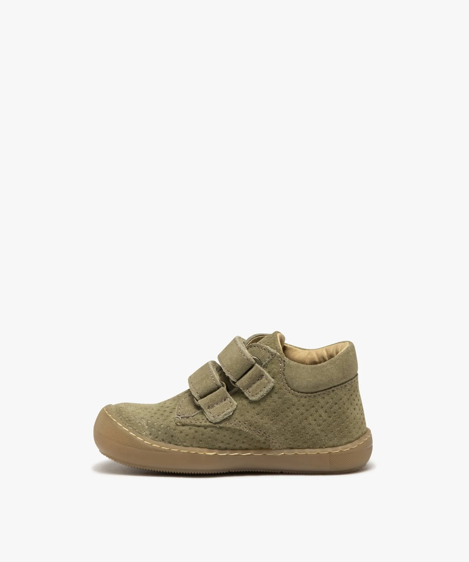 Chaussures premiers pas bébé garçon en cuir suédine uni avec double scratch -  NA! vert