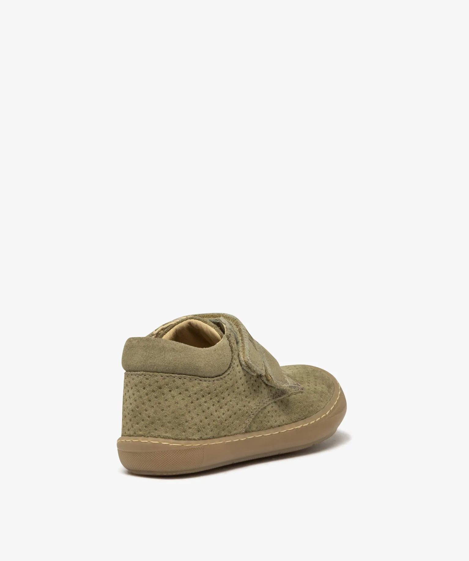 Chaussures premiers pas bébé garçon en cuir suédine uni avec double scratch -  NA! vert