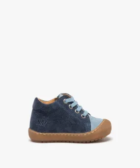 Chaussures premiers pas bébé garçon en cuir suédé bicolore - NA! bleu chine