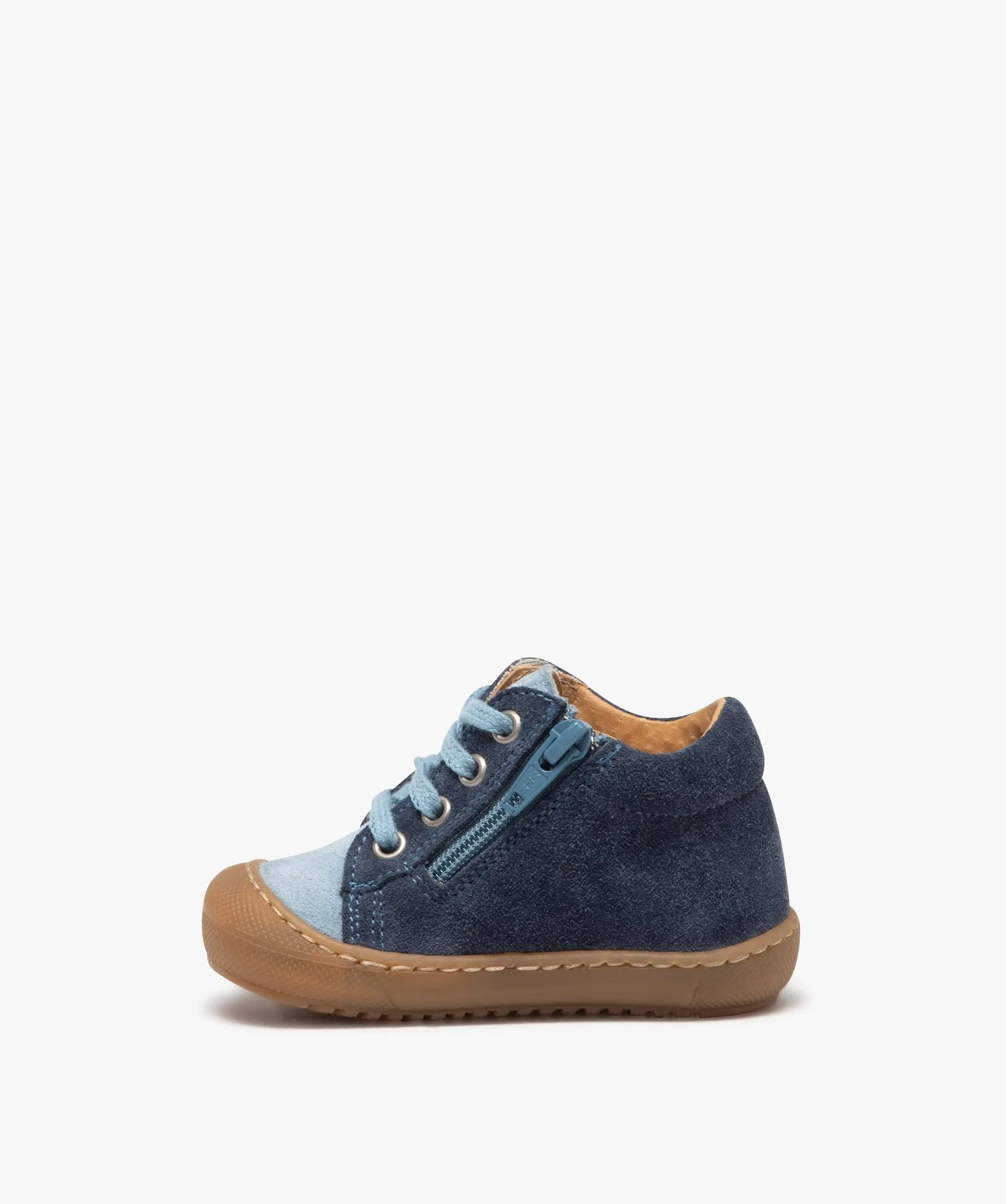 Chaussures premiers pas bébé garçon en cuir suédé bicolore - NA! bleu chine