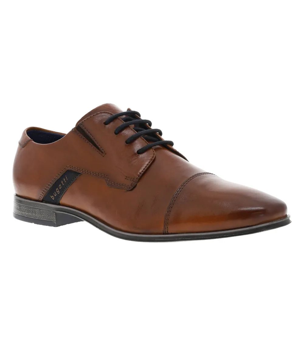 Derbies Bugatti cognac et à lacets ronds