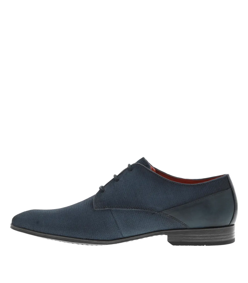 Derbies Bugatti en cuir bleues et à lacets ronds