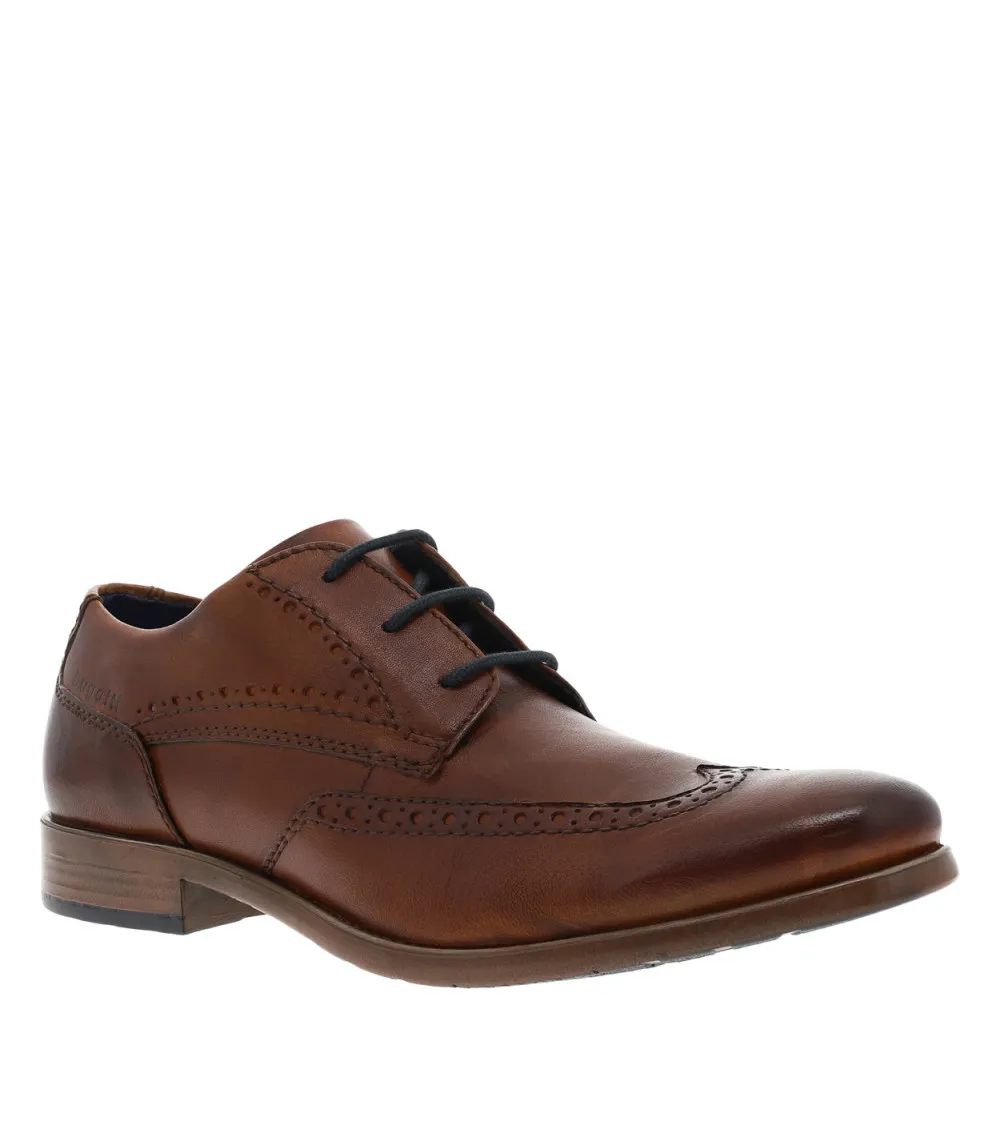 Derbies Bugatti en cuir cognac et à lacets ronds