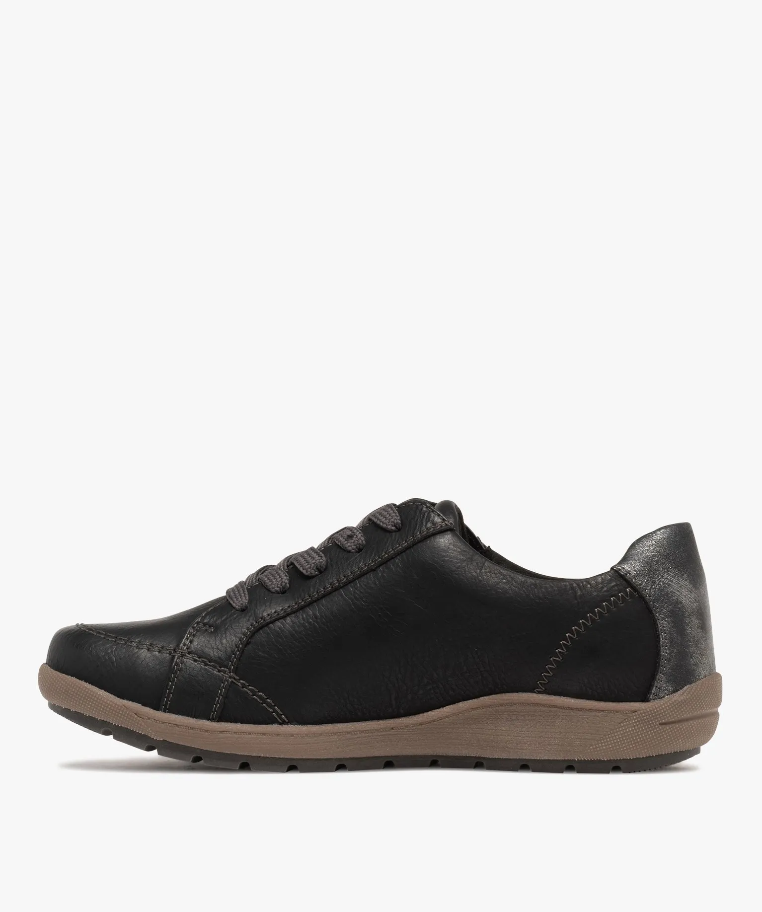 Derbies femme confort dessus uni à zip et à lacets - Softrelax noir