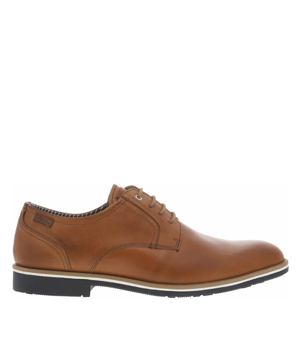 Derbies Pikolinos en cuir  à talon plat et à lacets ronds marron