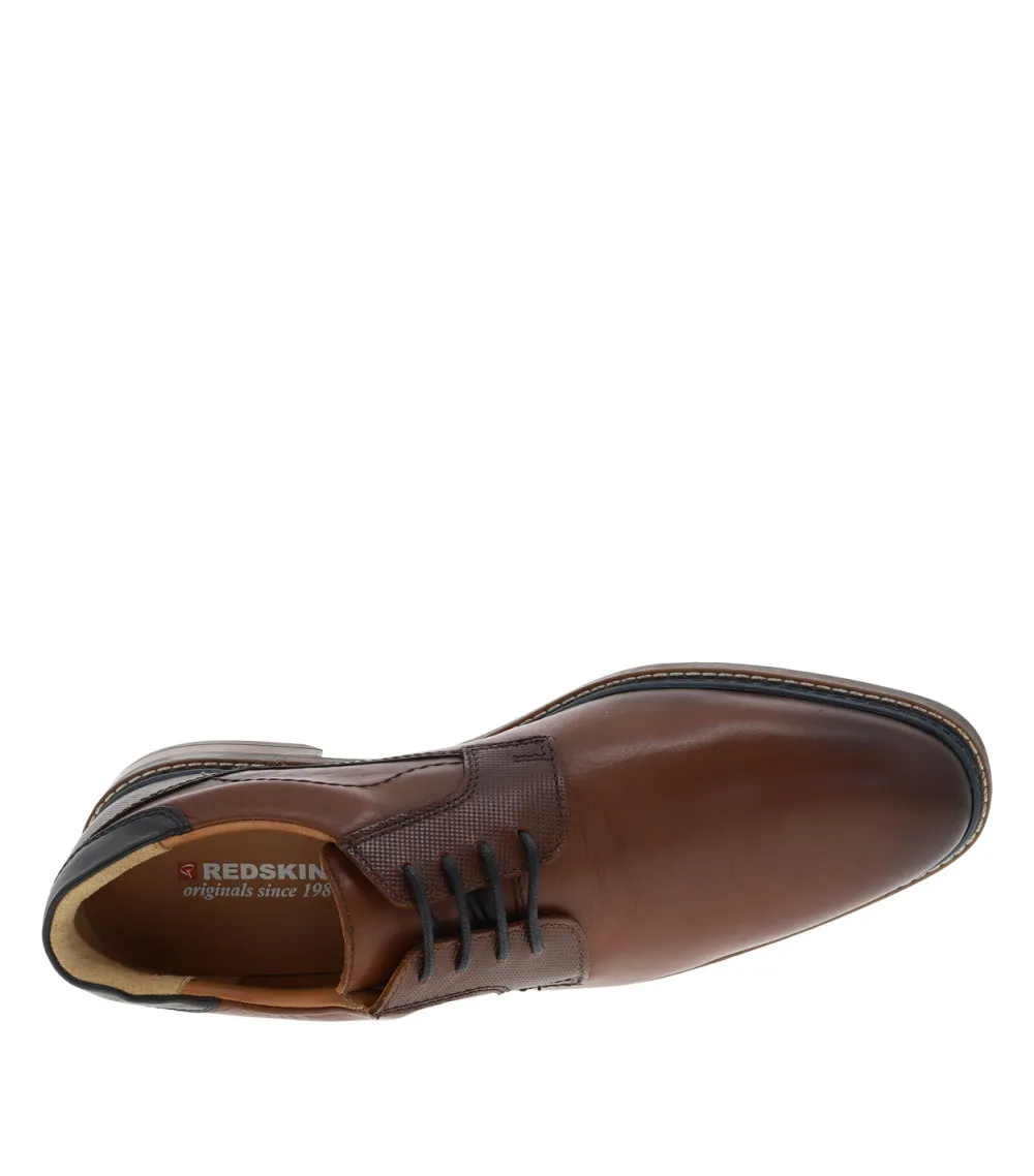 Derbies Redskins en cuir marron cognac à talon décroché bas