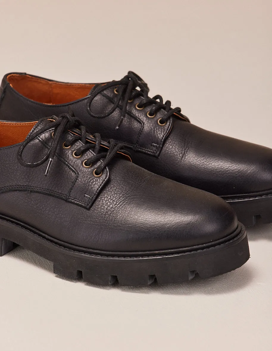 Derbies William - Cuir grainé brossé noir