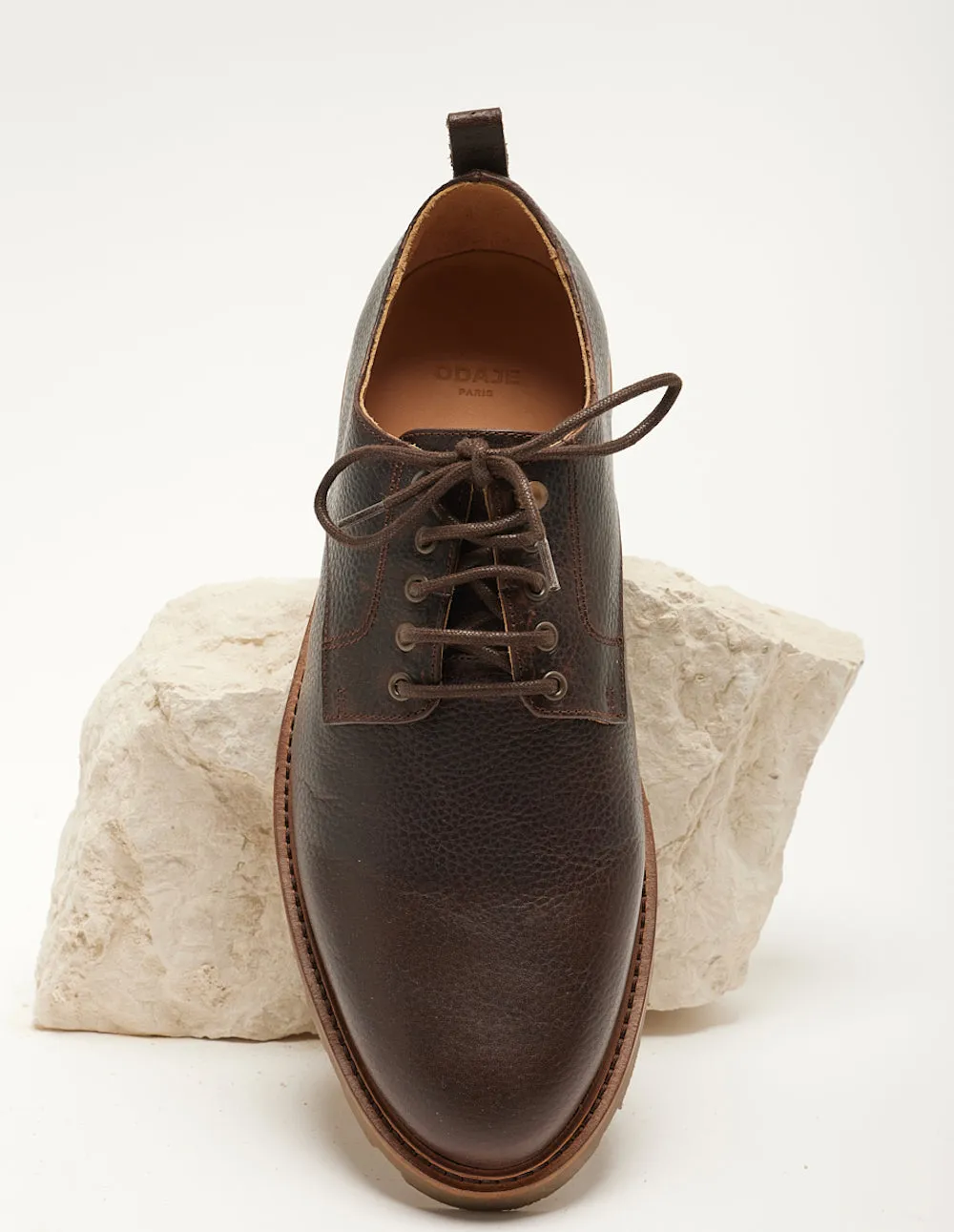 Derbies William - Cuir pull-up grainé marron