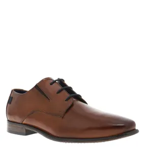 Derbies à lacets rond et talon plat Bugatti en cuir cognac