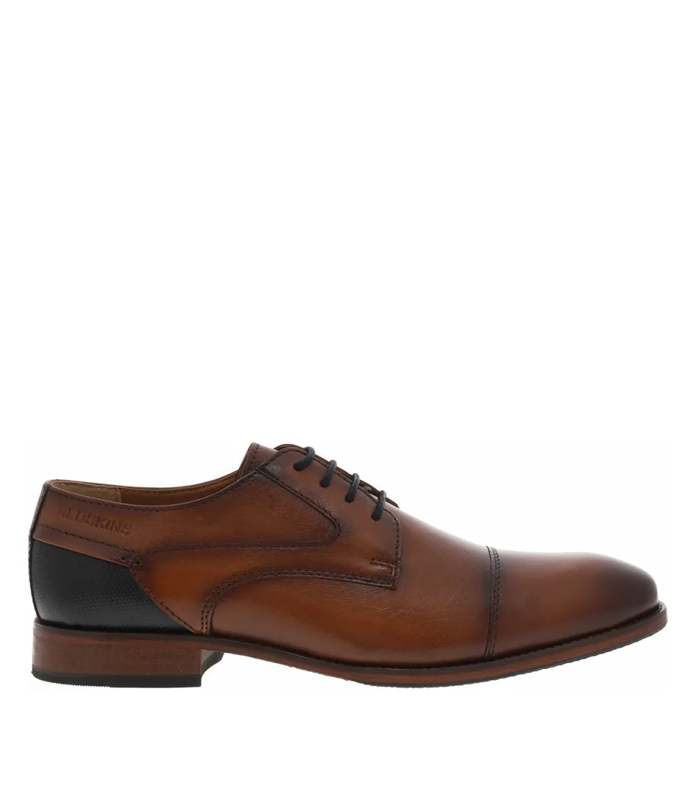 Derbies à lacets ronds tressés Redskins en cuir cognac aspect fumé