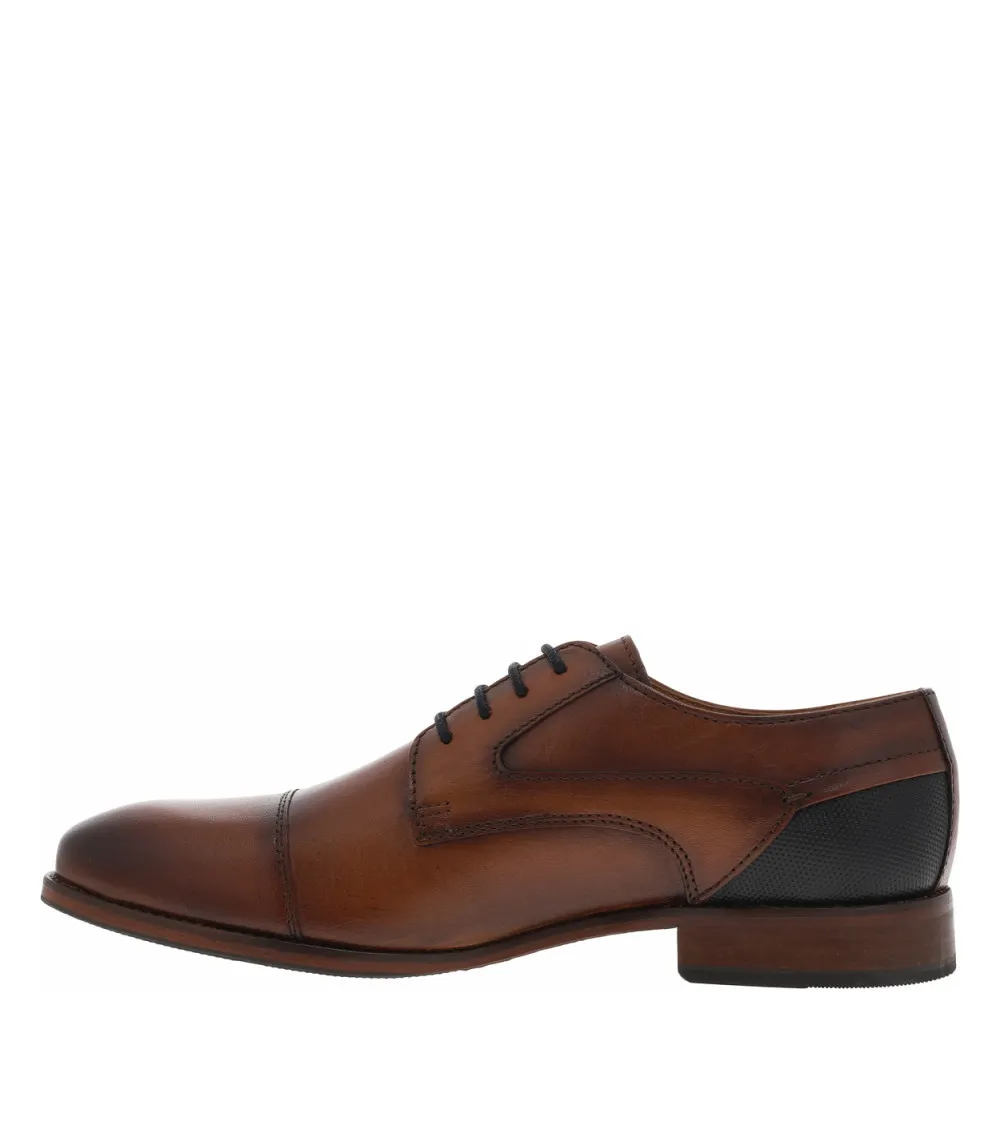 Derbies à lacets ronds tressés Redskins en cuir cognac aspect fumé