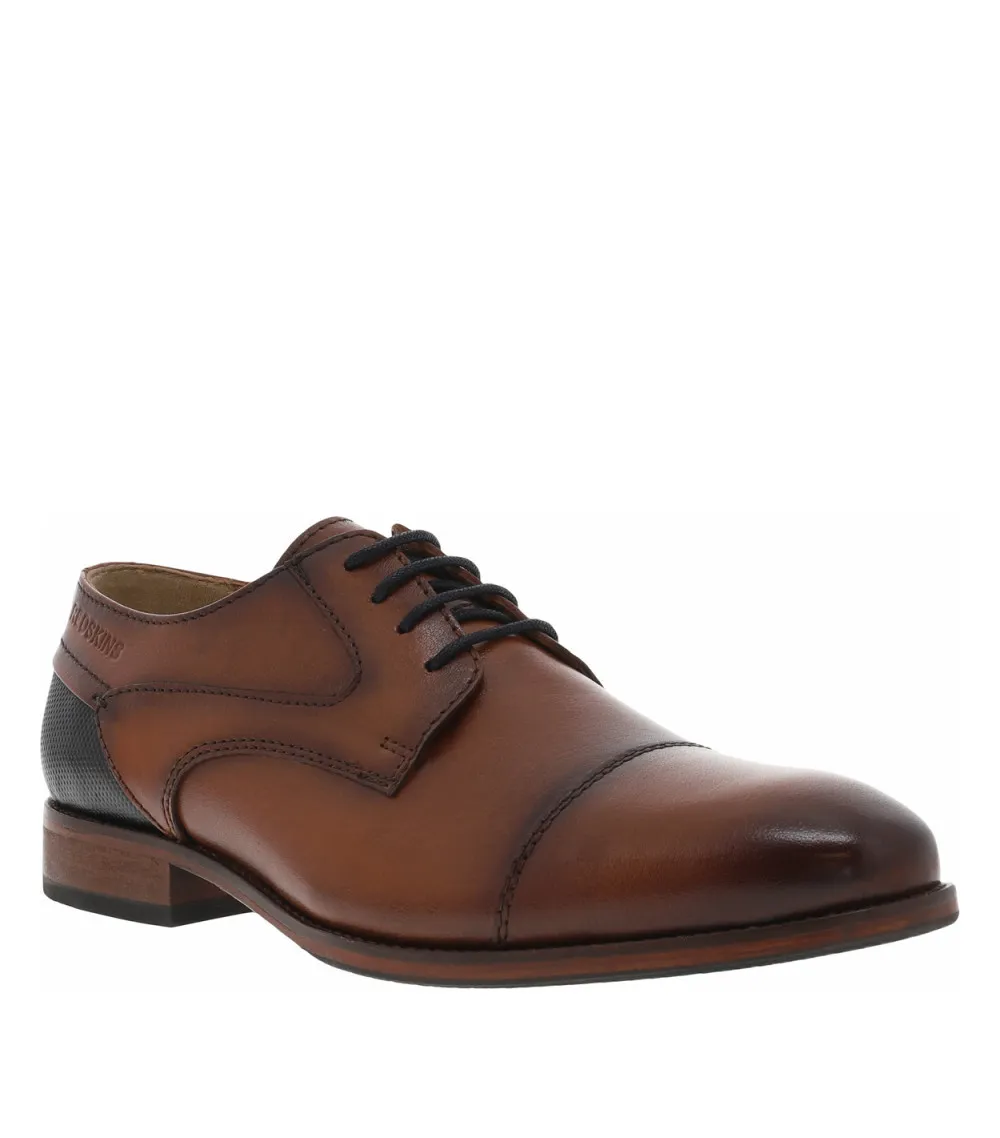 Derbies à lacets ronds tressés Redskins en cuir cognac aspect fumé