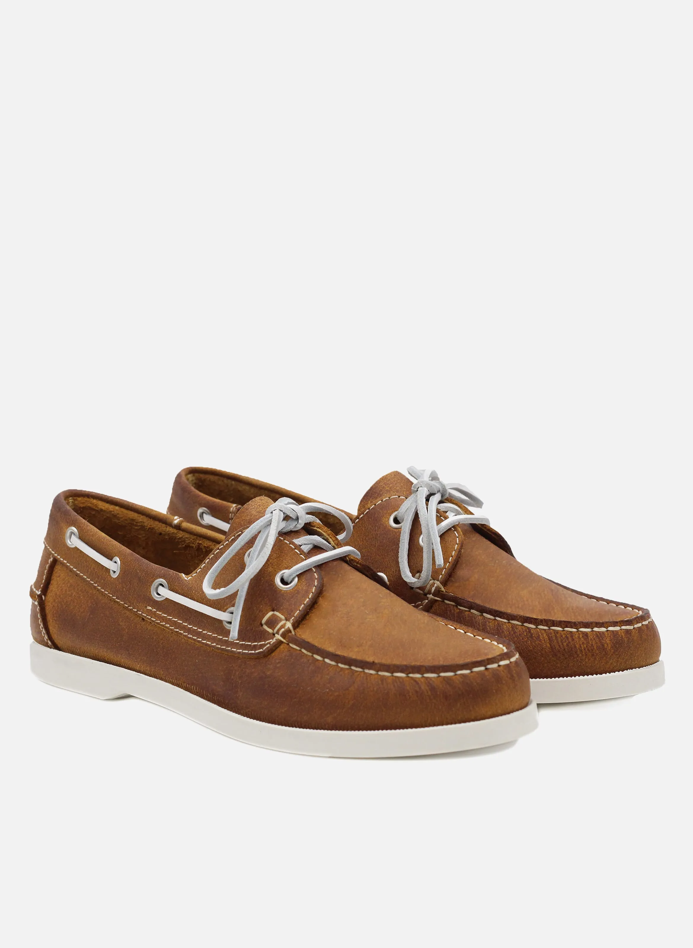 JULES & JENN  Chaussures bateau en cuir - Marron