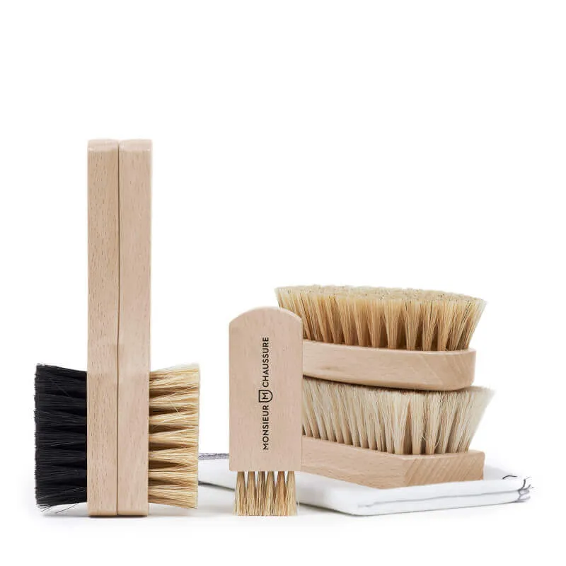 Kit de brosses pour l'entretien des chaussures en cuir