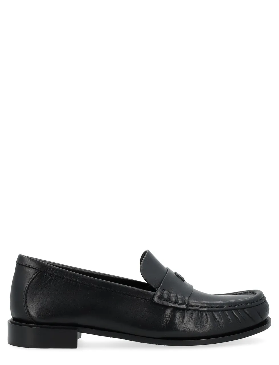 Max Mara Mocassin en cuir noir semi-brillant