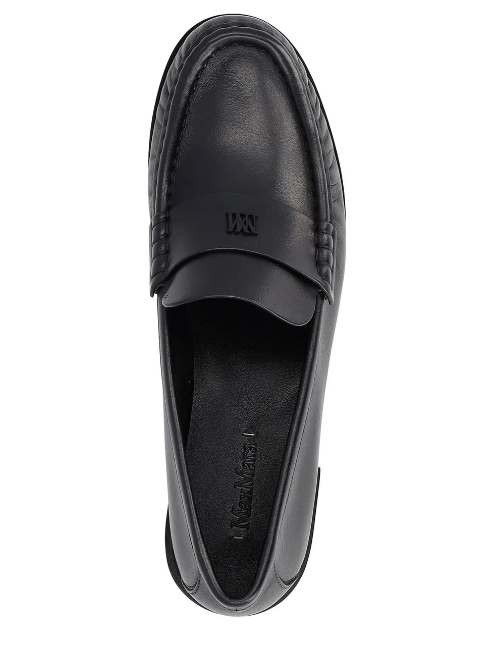 Max Mara Mocassin en cuir noir semi-brillant