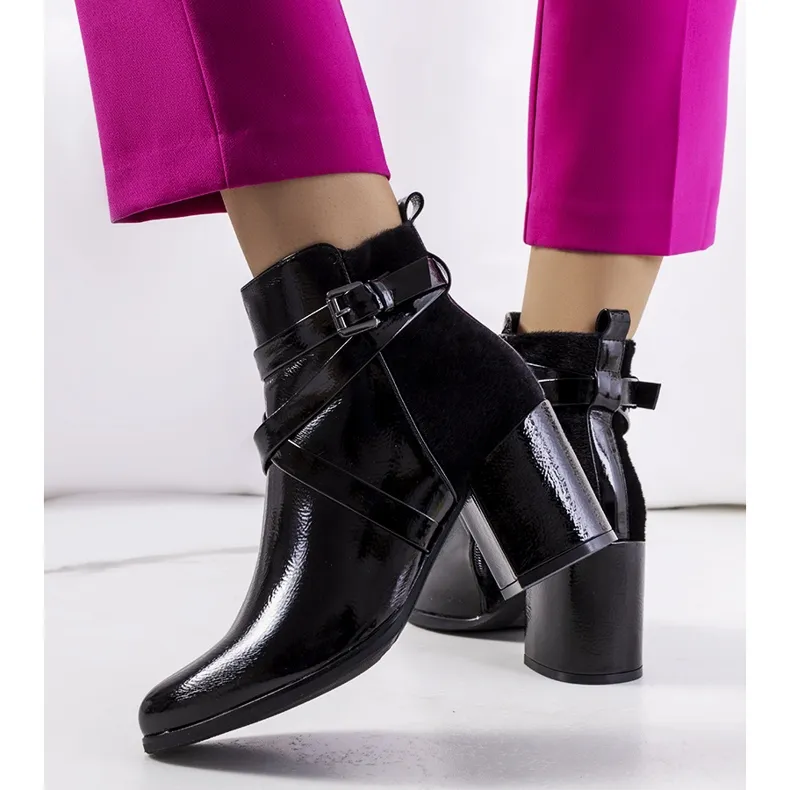 PA1 Bottines Mossley vernies noires le noir