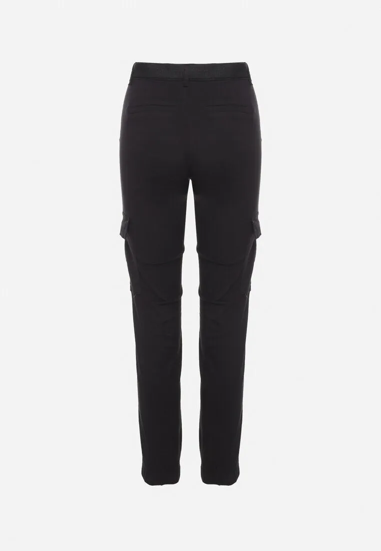 Pantalon cargo en coton noir avec ceinture