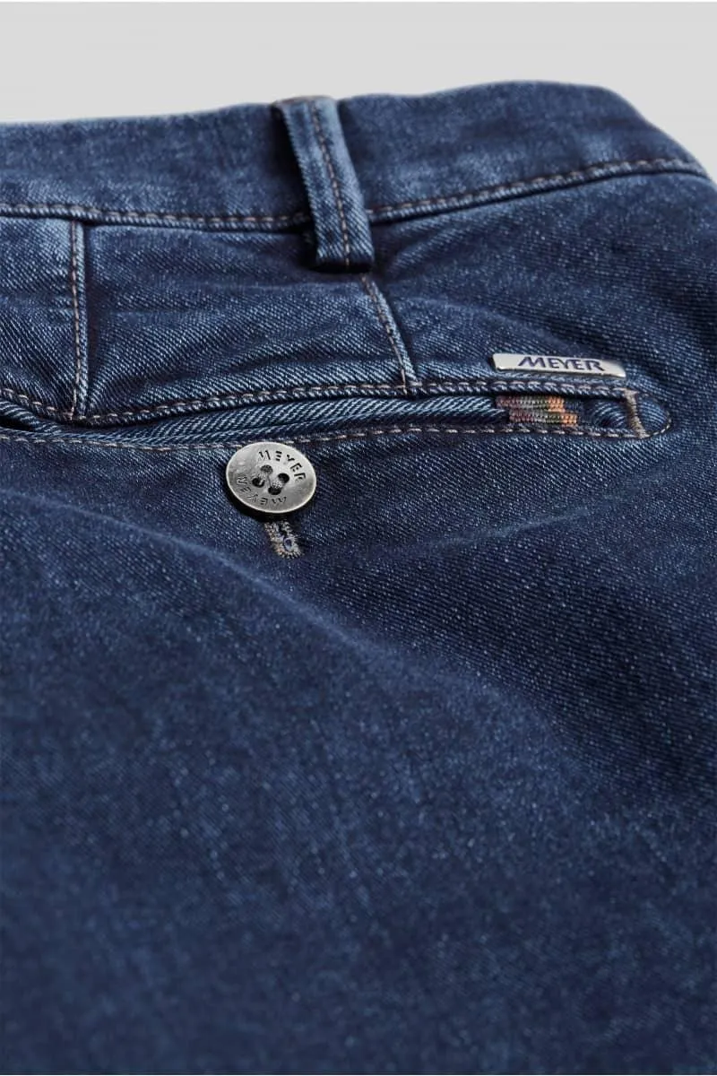 Pantalon chino Meyer bleu en jean super stretch